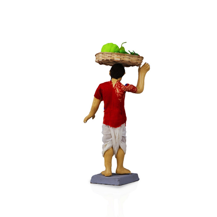 Fruits & Vegetable Seller Clay Golu Bommai - 8 Inches | Giri Golu Doll/ Navaratri Golu Bomma/Gombe/Bommai