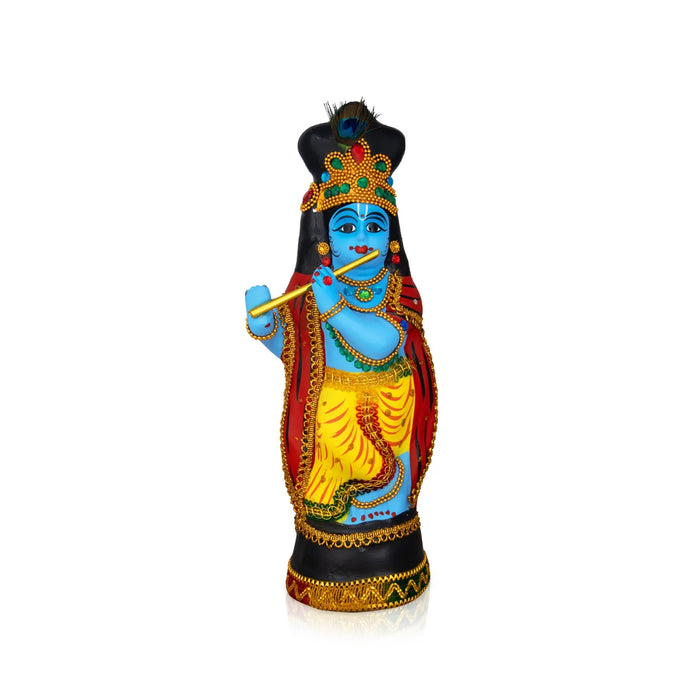 Krishna Statue With Alankaram - 14 x 6 Inches | Fibre Idol/ Krishna Idol for Pooja