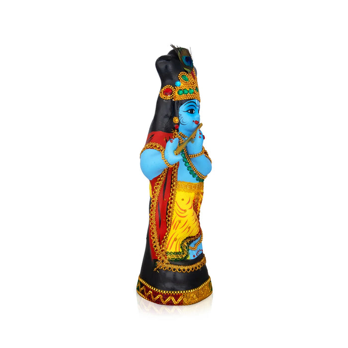 Krishna Statue With Alankaram - 14 x 6 Inches | Fibre Idol/ Krishna Idol for Pooja