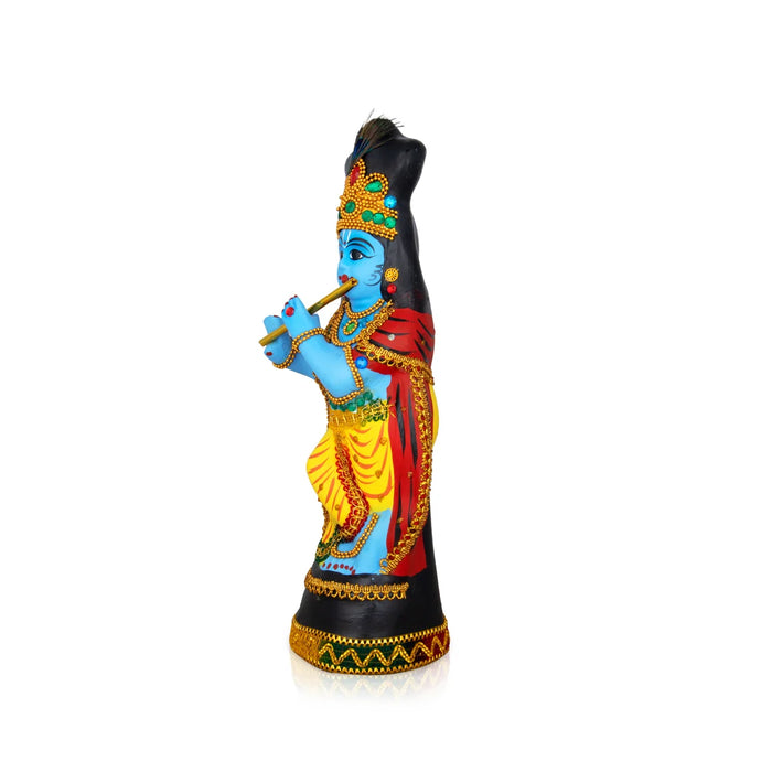 Krishna Statue With Alankaram - 14 x 6 Inches | Fibre Idol/ Krishna Idol for Pooja