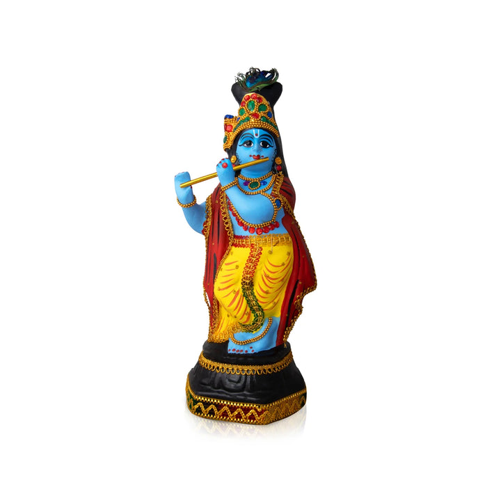 Krishna Statue With Alankaram - 17 x 6 Inches | Fibre Idol/ Krishna Idol for Pooja