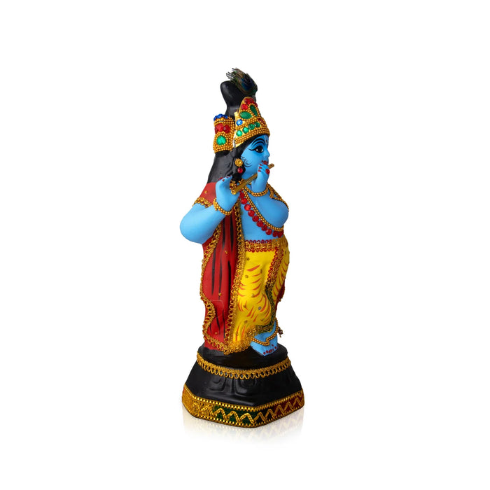 Krishna Statue With Alankaram - 17 x 6 Inches | Fibre Idol/ Krishna Idol for Pooja