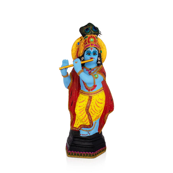 Krishna Statue With Alankaram - 22 x 8 Inches | Fibre Idol/ Krishna Idol for Pooja