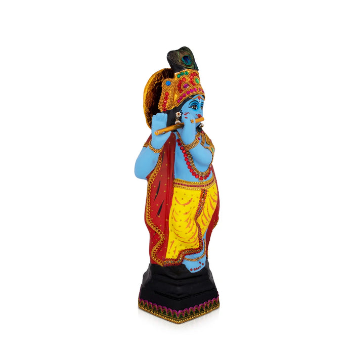 Krishna Statue With Alankaram - 22 x 8 Inches | Fibre Idol/ Krishna Idol for Pooja