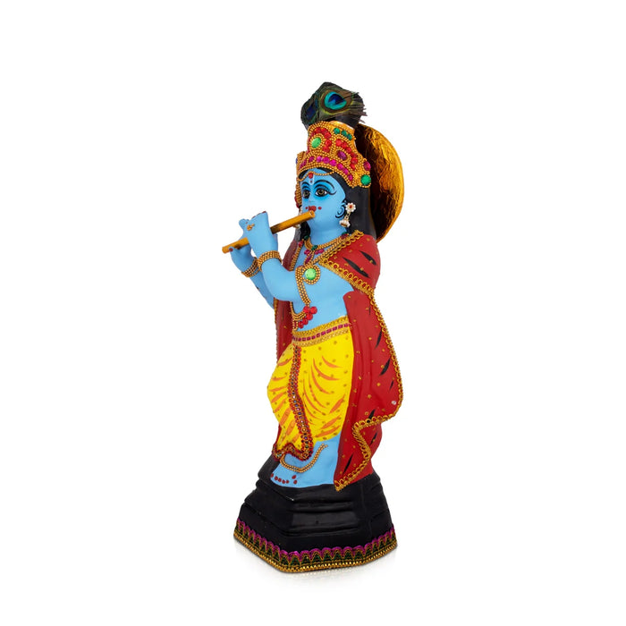 Krishna Statue With Alankaram - 22 x 8 Inches | Fibre Idol/ Krishna Idol for Pooja