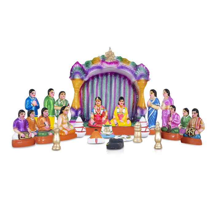 Marriage Paper Mache Golu Bommai Set - 12 x 10 Inches | Giri Golu Doll/ Navaratri Golu Bomma/Gombe/Bommai