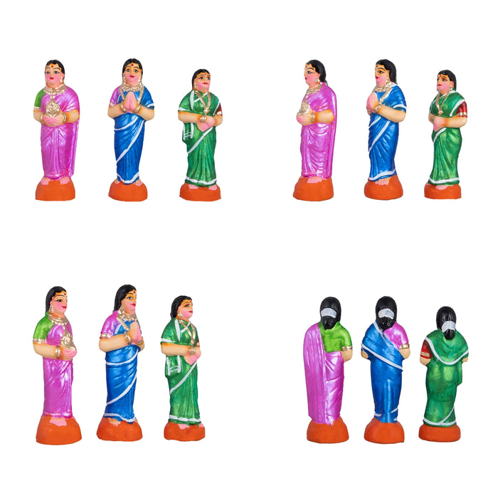 Marriage Paper Mache Golu Bommai Set - 12 x 10 Inches | Giri Golu Doll/ Navaratri Golu Bomma/Gombe/Bommai