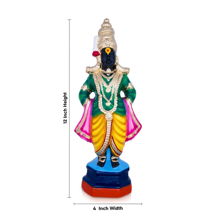 Vitthal Rukmini Paper Mache Golu Bommai Pair - 12 x 4 Inches | Giri Golu Doll/ Navaratri Golu Bomma/Gombe