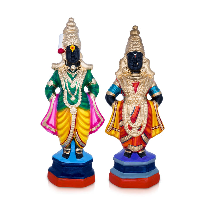 Vitthal Rukmini Paper Mache Golu Bommai Pair - 12 x 4 Inches | Giri Golu Doll/ Navaratri Golu Bomma/Gombe