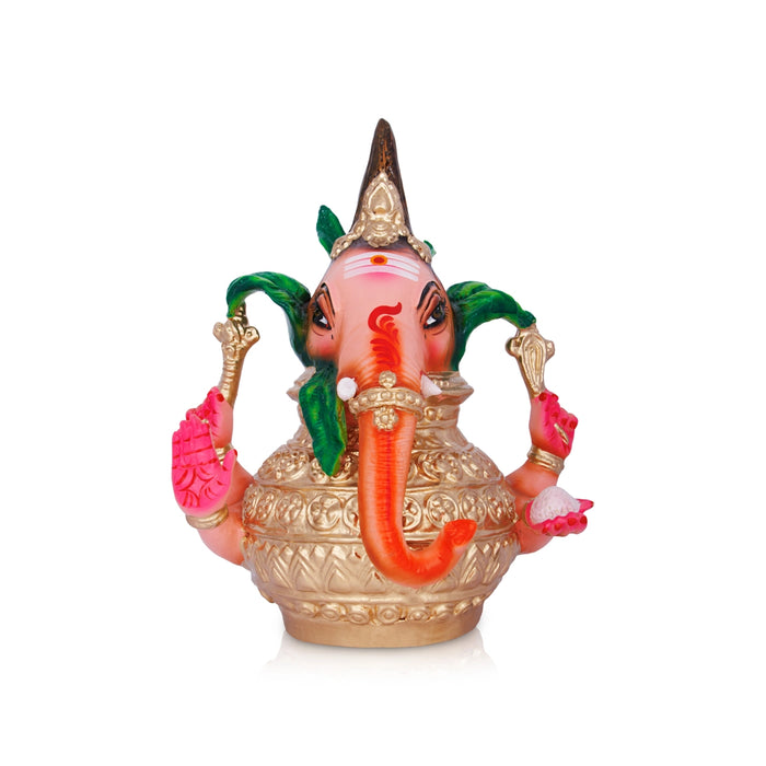 Ganesh Murti Head With Kalash Paper Mache Golu Bommai - 15 X 5 Inches | Navaratri Golu Gombe/ Giri Golu Doll