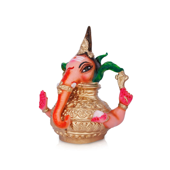 Ganesh Murti Head With Kalash Paper Mache Golu Bommai - 15 X 5 Inches | Navaratri Golu Gombe/ Giri Golu Doll