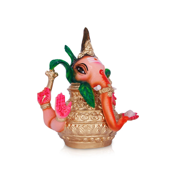 Ganesh Murti Head With Kalash Paper Mache Golu Bommai - 15 X 5 Inches | Navaratri Golu Gombe/ Giri Golu Doll