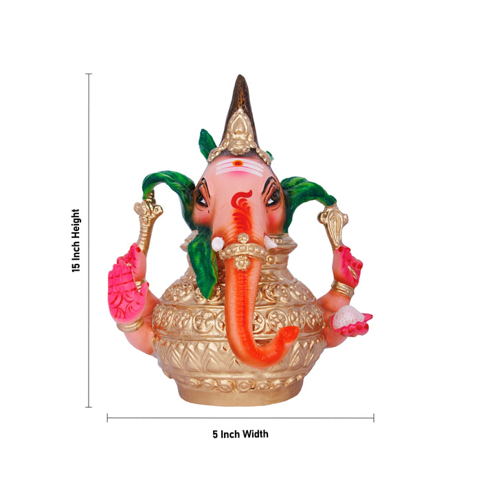 Ganesh Murti Head With Kalash Paper Mache Golu Bommai - 15 X 5 Inches | Navaratri Golu Gombe/ Giri Golu Doll