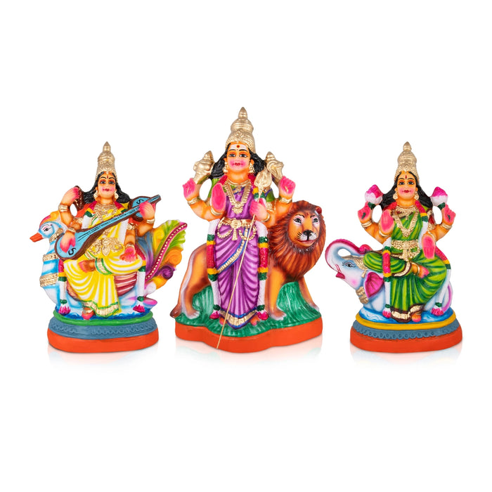 Lakshmi Saraswati Durga Paper Mache Golu Bommai Set - 15 x 10 Inches | Giri Golu Doll/ Navaratri Golu Bomma