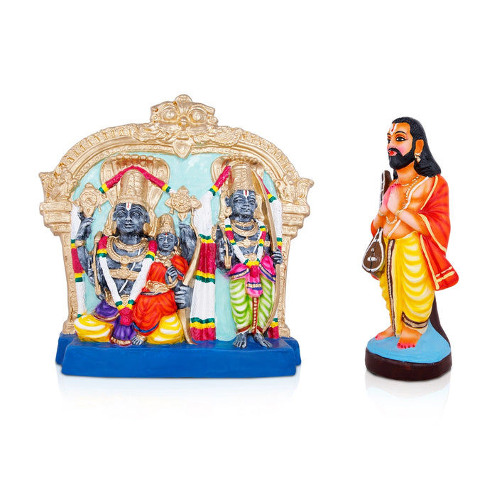 Annamacharya Bhadrachalam Paper Mache Golu Bommai Pair - 15 x 16 Inches | Giri Golu Doll/Navaratri Golu Bomma