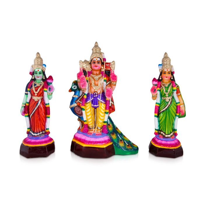 Murugan Valli Deivanai Paper Mache Golu Bommai Set - 20 x 11 Inches | Giri Golu Doll/ Navaratri Golu Bomma