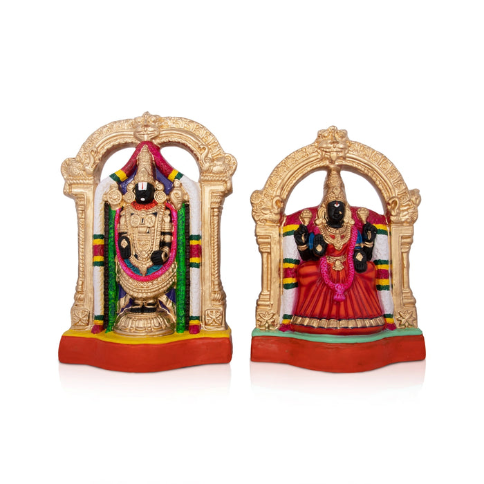 Perumal Thayar Paper Mache Golu Bommai Pair - 12 x 10 Inches | Giri Golu Doll/ Navaratri Golu Bomma/Gombe