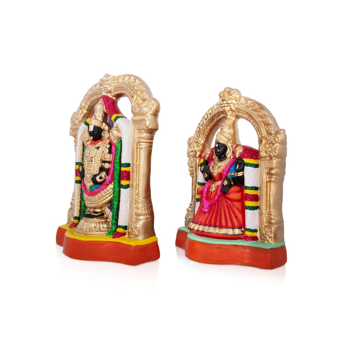 Perumal Thayar Paper Mache Golu Bommai Pair - 12 x 10 Inches | Giri Golu Doll/ Navaratri Golu Bomma/Gombe