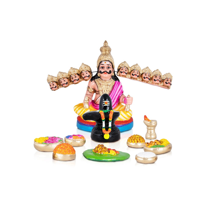 Ravana Linga Pooja Paper Mache Golu Bommai Set - 16 x 10 Inches | Giri Golu Doll/ Navaratri Golu Bomma/Gombe