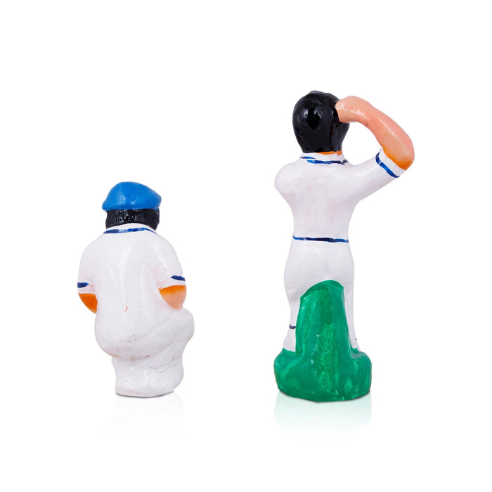 Cricket Clay Golu Bommai Set - 6 x 2 Inches | Giri Golu Doll/ Navaratri Golu Bomma/Gombe/Bommai