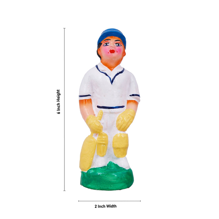 Cricket Clay Golu Bommai Set - 6 x 2 Inches | Giri Golu Doll/ Navaratri Golu Bomma/Gombe/Bommai