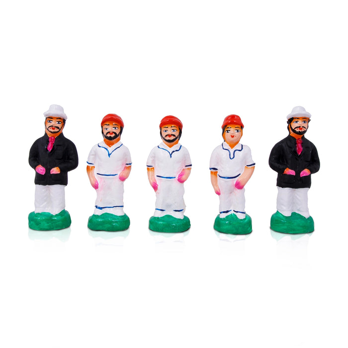 Cricket Clay Golu Bommai Set - 6 x 2 Inches | Giri Golu Doll/ Navaratri Golu Bomma/Gombe/Bommai