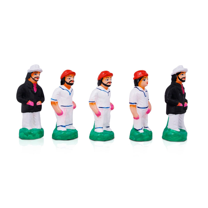 Cricket Clay Golu Bommai Set - 6 x 2 Inches | Giri Golu Doll/ Navaratri Golu Bomma/Gombe/Bommai