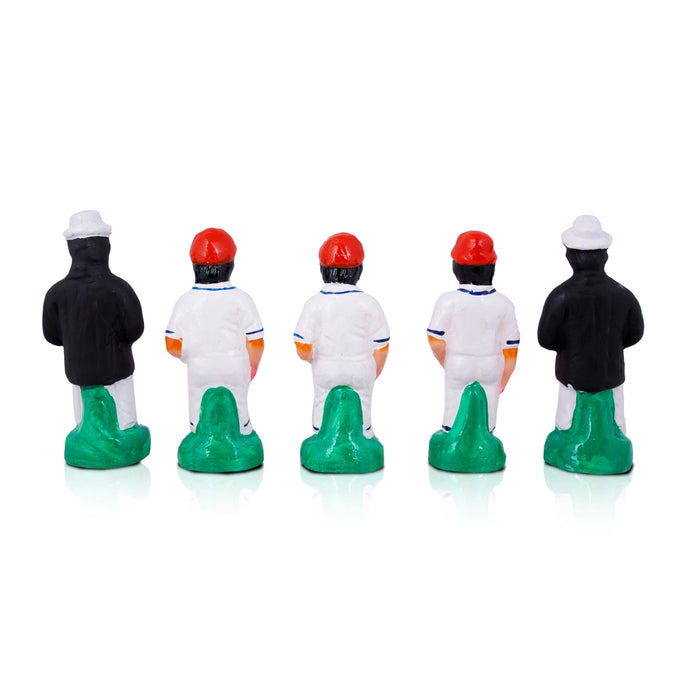 Cricket Clay Golu Bommai Set - 6 x 2 Inches | Giri Golu Doll/ Navaratri Golu Bomma/Gombe/Bommai