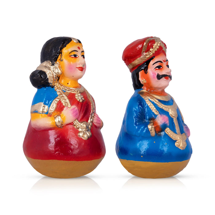 Raja Rani Clay Golu Bommai Pair - 6 x 4 Inches | Giri Golu Doll/ Navaratri Golu Bomma/Gombe/Bommai