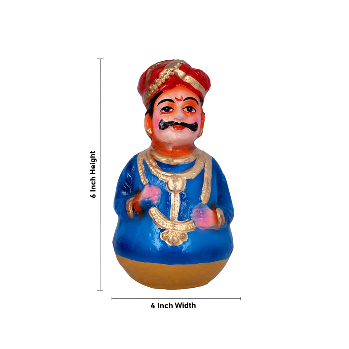 Raja Rani Clay Golu Bommai Pair - 6 x 4 Inches | Giri Golu Doll/ Navaratri Golu Bomma/Gombe/Bommai