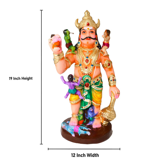 Kumbhakarna War Clay Golu Bommai Set - 19 x 12 Inches | Giri Golu Doll/ Navaratri Golu Bomma/Gombe/Bommai