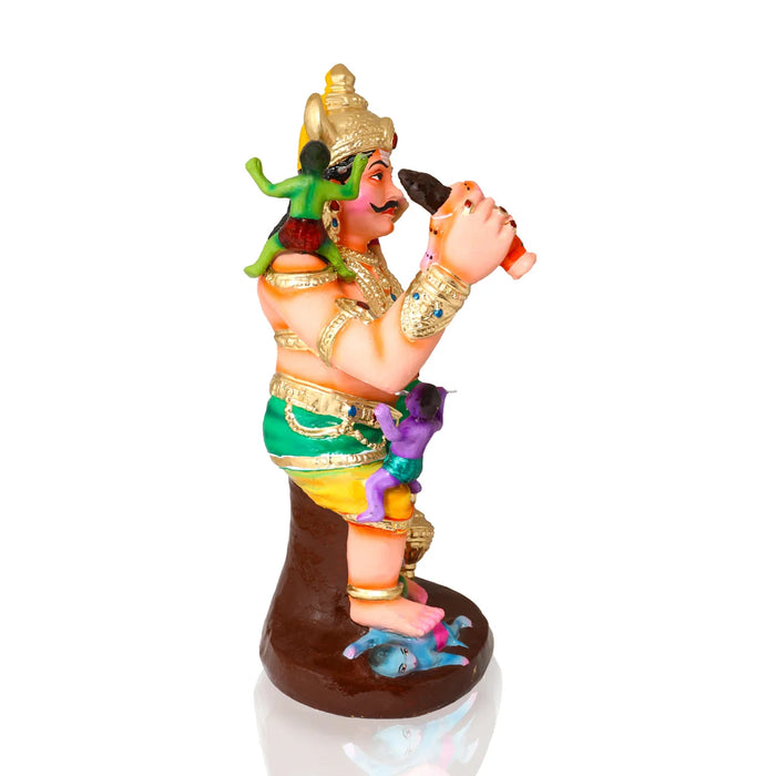 Kumbhakarna War Clay Golu Bommai Set - 19 x 12 Inches | Giri Golu Doll/ Navaratri Golu Bomma/Gombe/Bommai