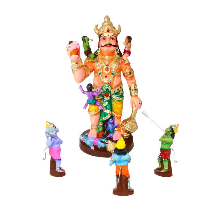 Kumbhakarna War Clay Golu Bommai Set - 19 x 12 Inches | Giri Golu Doll/ Navaratri Golu Bomma/Gombe/Bommai