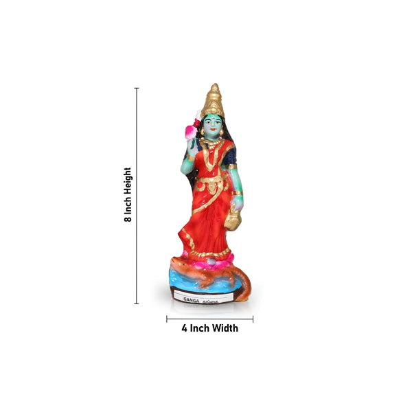 River Goddess Clay Golu Bommai Set - 8 x 4 Inches | Giri Golu Doll/ Navaratri Golu Bomma/Gombe