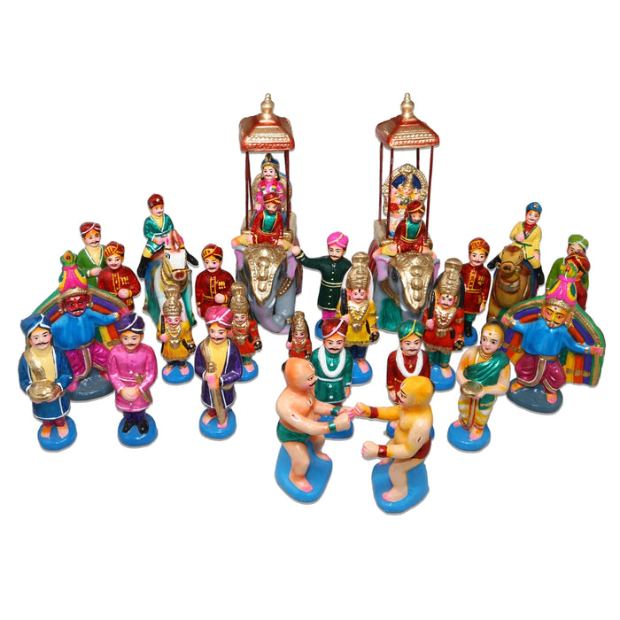 Mysore Dasara Festival Clay Golu Bommai Set- 6 X 4 Inches | Navaratri Golu Gombe/Giri Golu Doll/ Navratri Decor