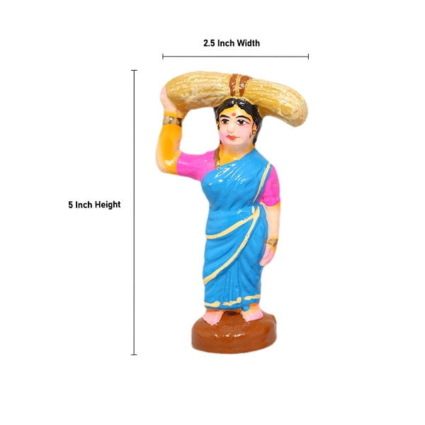 Agriculture Clay Golu Bommai Set - 5 x 2.5 Inches | Giri Golu Doll/ Navaratri Golu Bomma/Gombe