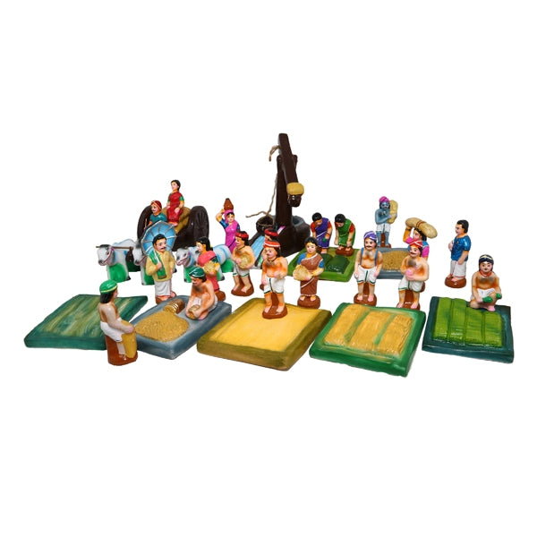 Agriculture Clay Golu Bommai Set - 5 x 2.5 Inches | Giri Golu Doll/ Navaratri Golu Bomma/Gombe