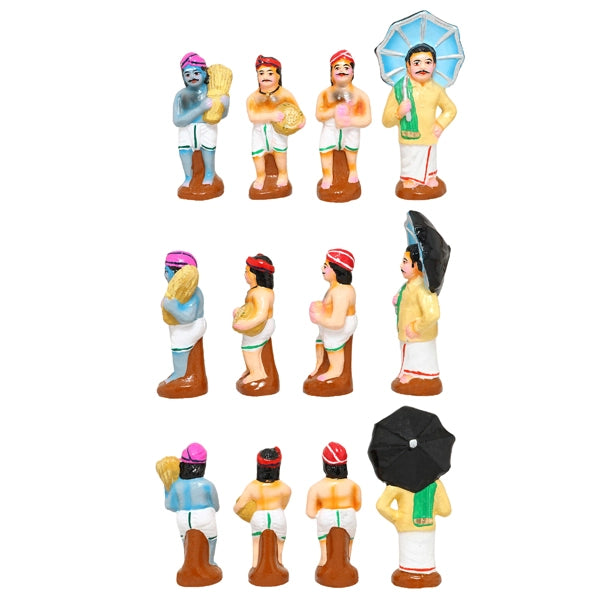 Agriculture Clay Golu Bommai Set - 5 x 2.5 Inches | Giri Golu Doll/ Navaratri Golu Bomma/Gombe