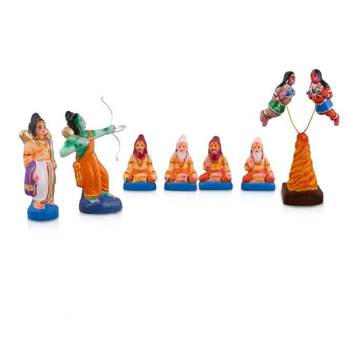 Tharka Vatham Clay Golu Bommai Set - 15 x 4 Inches | Giri Golu Doll/ Navaratri Golu Bomma/Gombe/Bommai