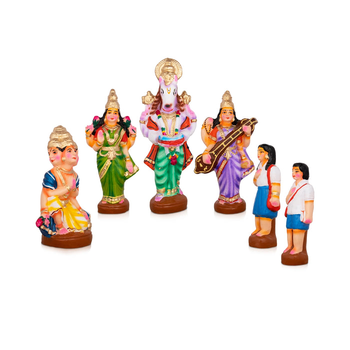 Hayagrivar Kalvi Varam Clay Golu Bommai Set - 11 x 4 Inches | Giri Golu Doll/ Navaratri Golu Bomma/Gombe/Bommai