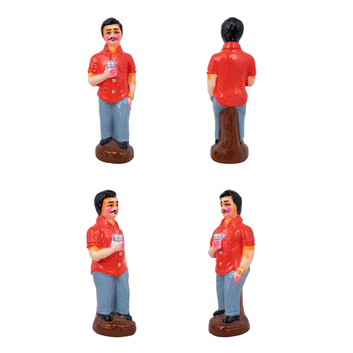 Tea Shop Clay Golu Bommai Set - 7 x 2.5 Inches | Giri Golu Doll/ Navaratri Golu Bomma/Gombe/Bommai