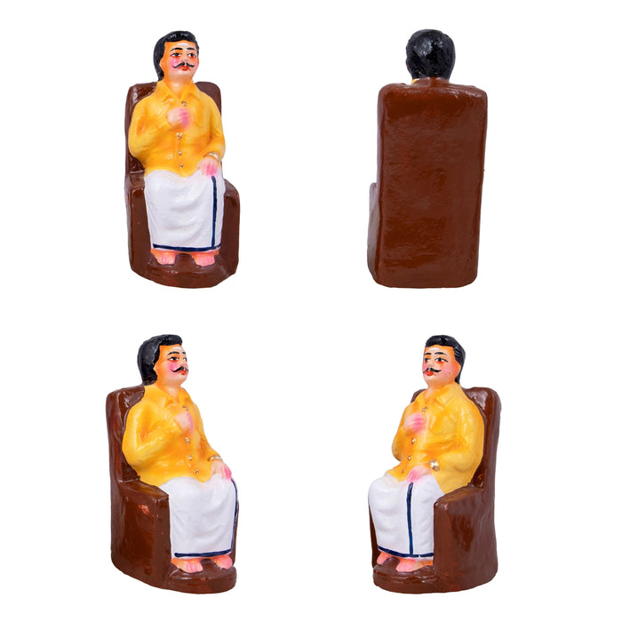 Tea Shop Clay Golu Bommai Set - 7 x 2.5 Inches | Giri Golu Doll/ Navaratri Golu Bomma/Gombe/Bommai