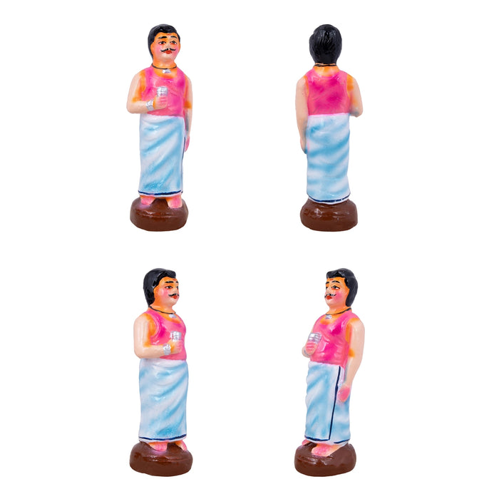 Tea Shop Clay Golu Bommai Set - 7 x 2.5 Inches | Giri Golu Doll/ Navaratri Golu Bomma/Gombe/Bommai