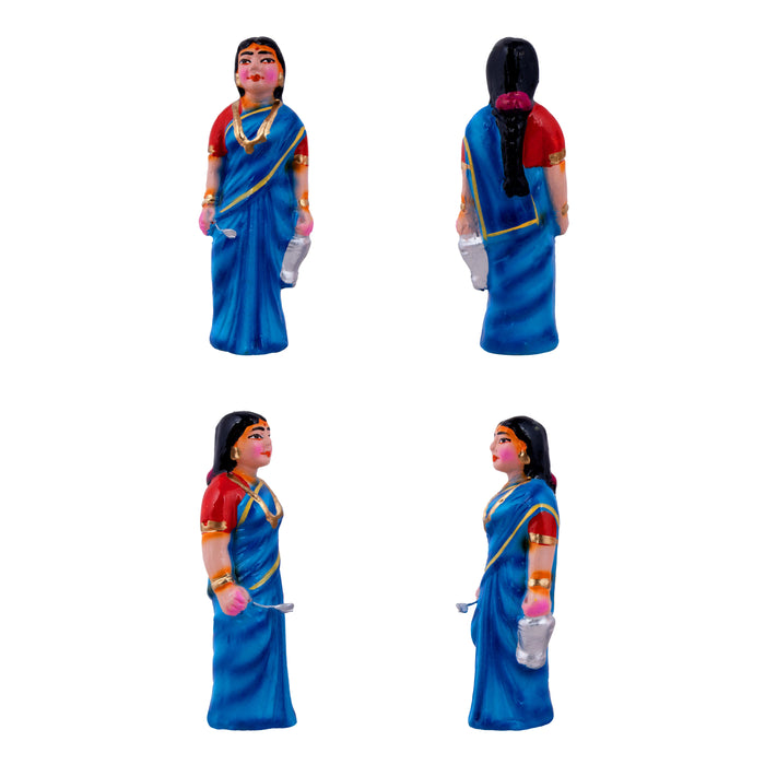 Panthi Clay Golu Bommai Set - 6 x 2 Inches | Giri Golu Doll/ Navaratri Golu Bomma/Gombe/Bommai