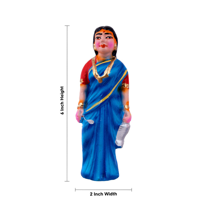 Panthi Clay Golu Bommai Set - 6 x 2 Inches | Giri Golu Doll/ Navaratri Golu Bomma/Gombe/Bommai