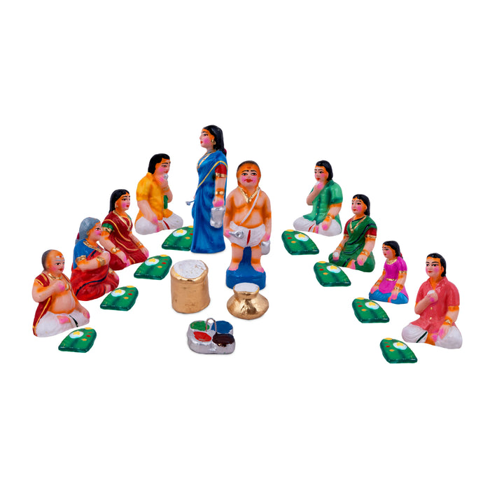 Panthi Clay Golu Bommai Set - 6 x 2 Inches | Giri Golu Doll/ Navaratri Golu Bomma/Gombe/Bommai