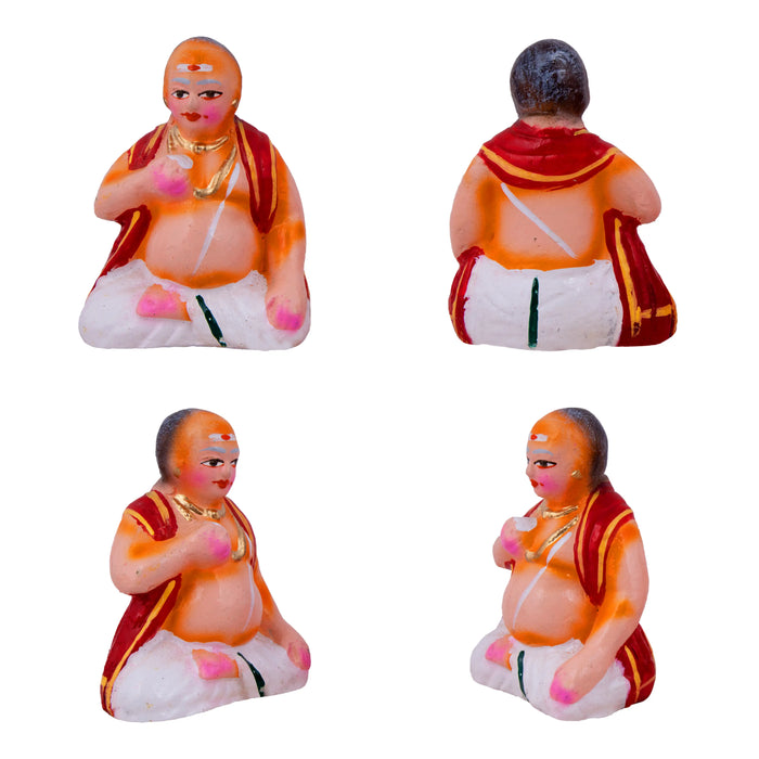 Panthi Clay Golu Bommai Set - 6 x 2 Inches | Giri Golu Doll/ Navaratri Golu Bomma/Gombe/Bommai