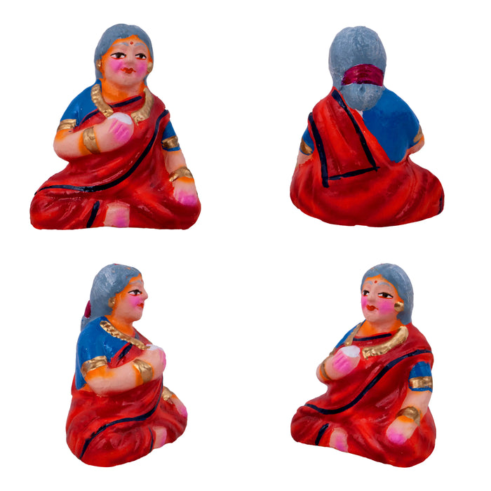 Panthi Clay Golu Bommai Set - 6 x 2 Inches | Giri Golu Doll/ Navaratri Golu Bomma/Gombe/Bommai