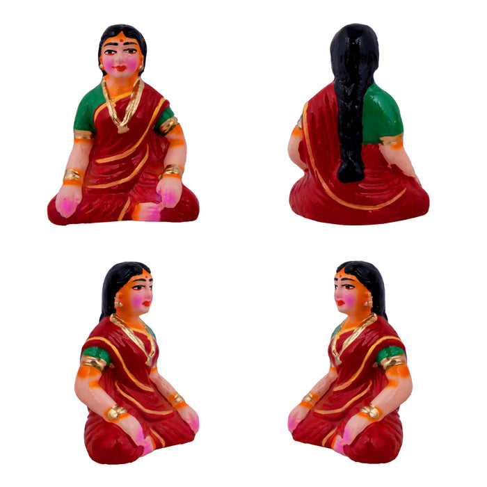 Panthi Clay Golu Bommai Set - 6 x 2 Inches | Giri Golu Doll/ Navaratri Golu Bomma/Gombe/Bommai