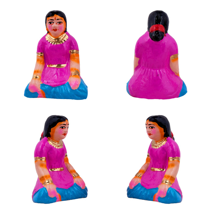 Panthi Clay Golu Bommai Set - 6 x 2 Inches | Giri Golu Doll/ Navaratri Golu Bomma/Gombe/Bommai